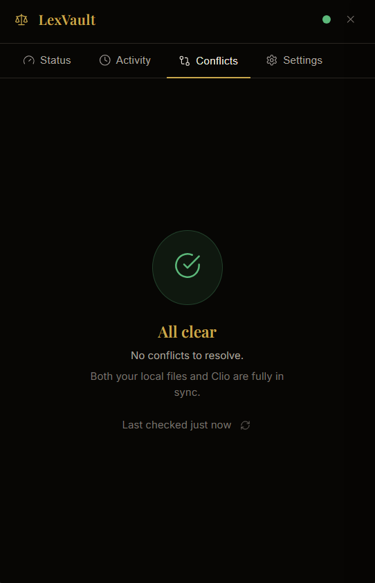 LexVault conflict resolution screen